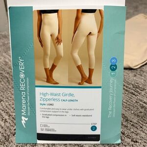 Marena Recovery high-waist zipperless calf-length compression girdle beige sz M